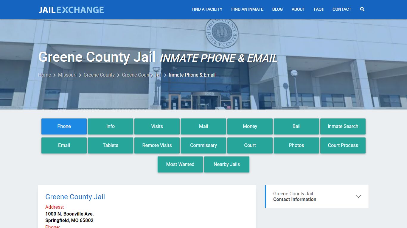 Inmate Phone - Greene County Jail , MO - Jail Exchange